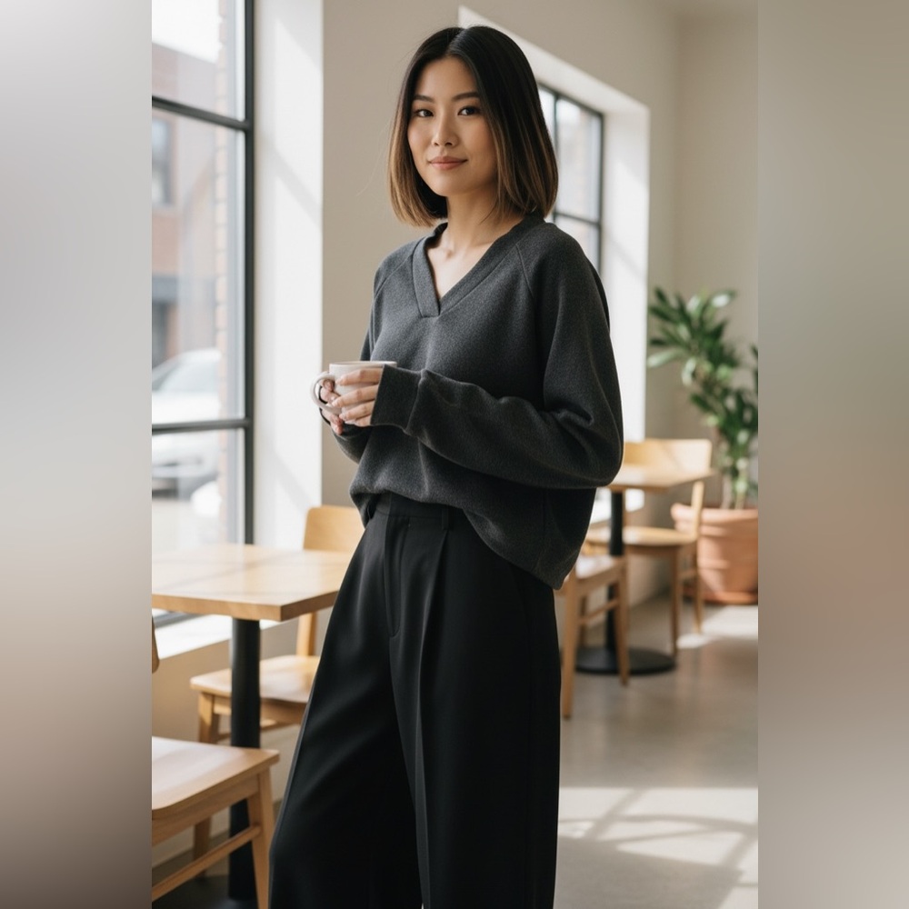Stylish Gray V-Neck Sweater